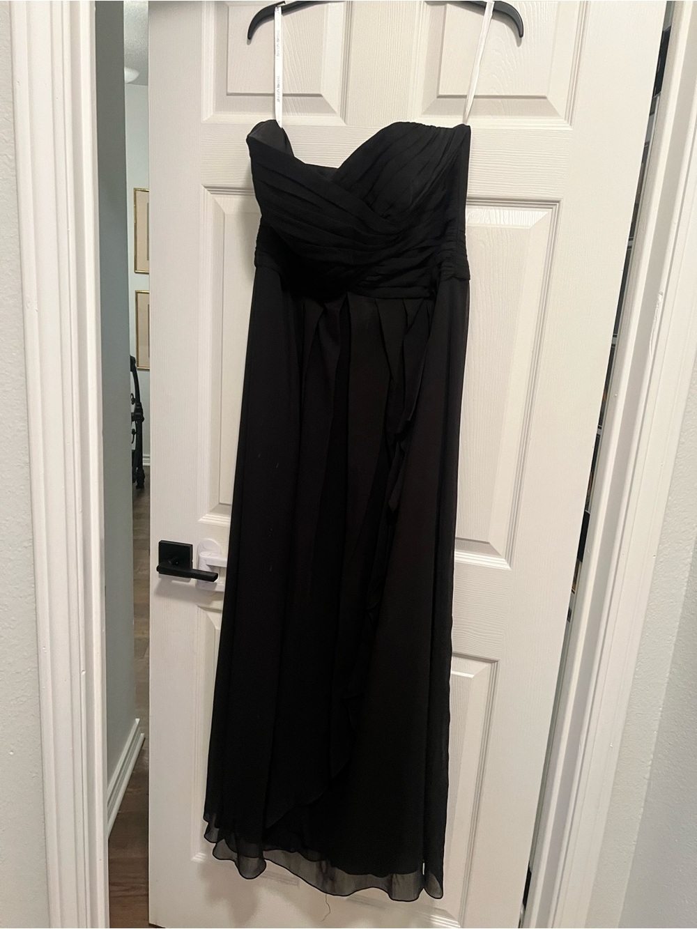 David's Bridal Black Strapless Chiffon Gown